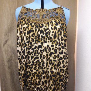 Maurice Plus Size 3 Top Black Leopart Print Lace